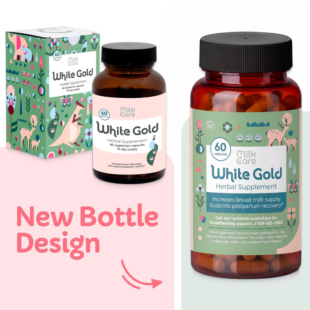 White Gold Lactation Supplement for Breast Milk Supply Increase & Flow – IBCLC-Formulated Breastfeeding Vitamins with Dong Quai Root, Shatavari, Milk Thistle – Fenugreek-Free – 60 Vegan Capsules