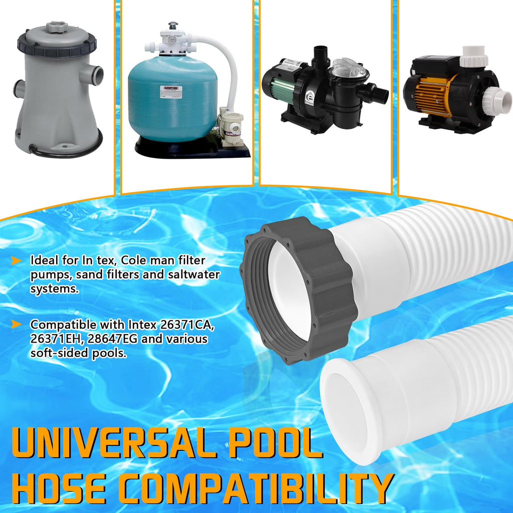 Boltigen 2Pcs 1.5'' Diameter Pool Sand Filter Pump Hose, 40inch Pool Pump Replacement Hose for Above Ground Pools, Flexible Water Pool Hose Set for Filter Pump and Saltwater Systems