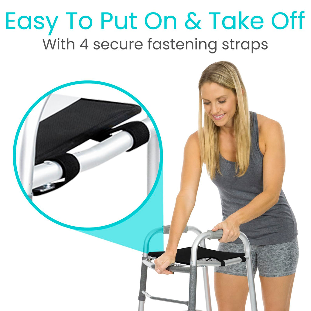 Vive Walker Tray for Folding Walker - (w/Cup Holder) - Adult Mobility Accessories - Fits Standard Walkers - Medical Table for Seniors Non Slip Mat for Food - Removable & Easy Assembly (Black)