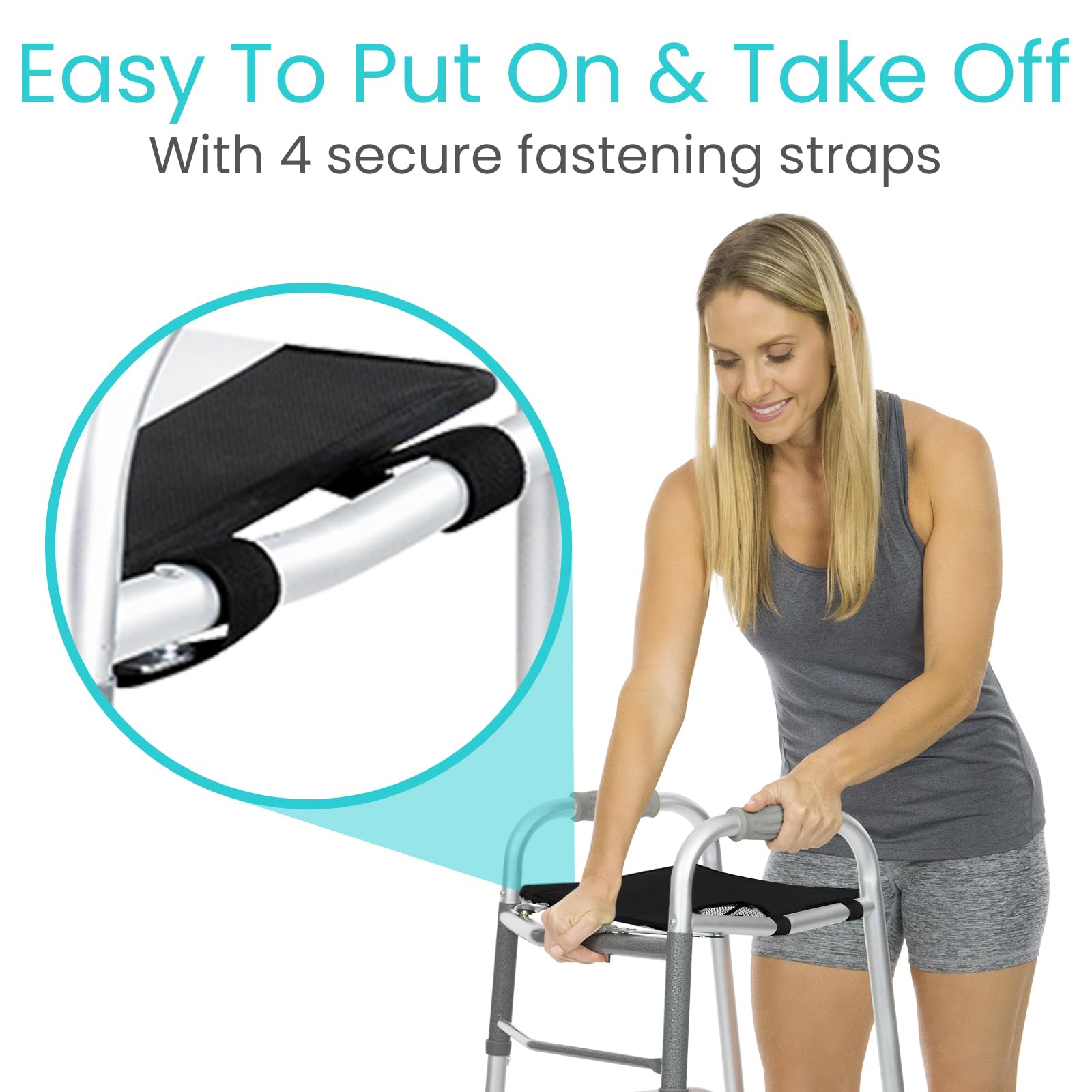 Vive Walker Tray for Folding Walker - (w/Cup Holder) - Adult Mobility Accessories - Fits Standard Walkers - Medical Table for Seniors Non Slip Mat for Food - Removable & Easy Assembly (Black)