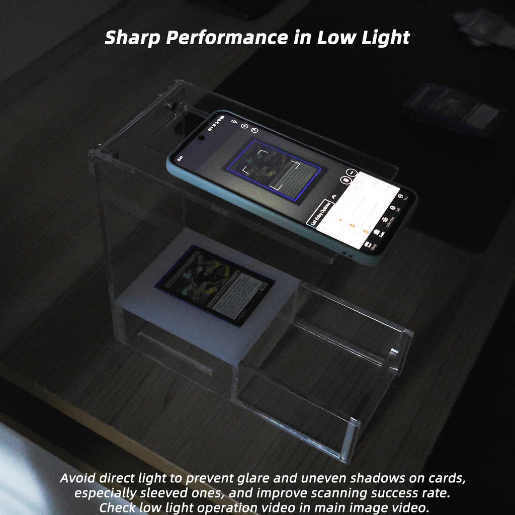 Clear Acrylic Sleeved MTG Cards Scanner Stand, Photo Stand, Trading Card Scanstand Compatible with Manabox, TCGplayer App, Sleeved and Unsleeved Cards Accessories