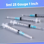 3ml Syringes with 23 Gauge 1 Inch Needles Luer Lock Disposable, 100 Pack