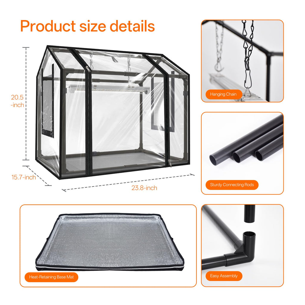 Bstrip Mini Indoor Greenhouse with Grow Light, Tabletop Seed Starting Tent