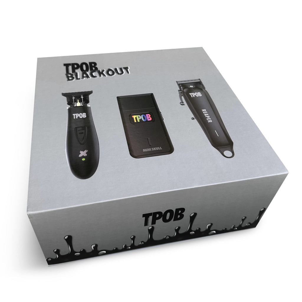 TPOB Slime 2 Barber Hair Clippers Trimmer Shaver Set for Men with Matte Green Case and X Fade Blade (Blackout)