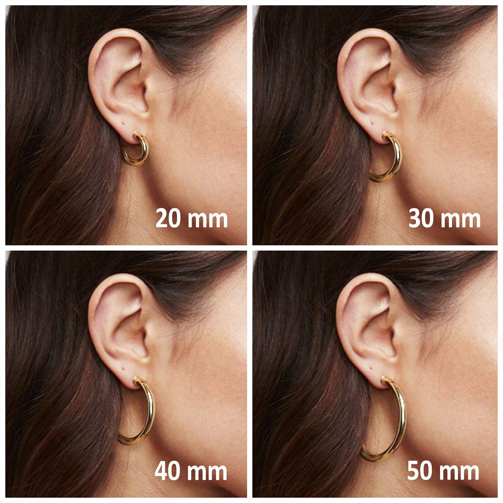 PAVOI Chunky Open Hoop Earrings, 14K Gold Plated, Two Tone Gold, Size 20