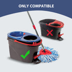 Spin Mop Replacement Set, Includes 2 Mop Head Replacement, 1 Mop Handle (30-58in Adjustable 4-Section Pole), 1 Spin Base