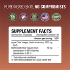 Approved Science Apple Cider Vinegar Capsules with 'The Mother' and BioPerine – 1600mg ACV Supplement – Non-GMO, Vegan, 60 Capsules (Pack of 6)