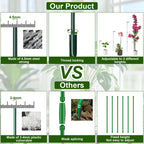 Mwellewm 6 Sets Plant Stakes 12/25/36 Inch Adjustable Plant Support Stakes Tall for Indoor Outdoor Plant Holder Stick Steel Garden Stem Pole Amaryllis Stakes with 30 Clip for Tomato Orchid Lily Flower