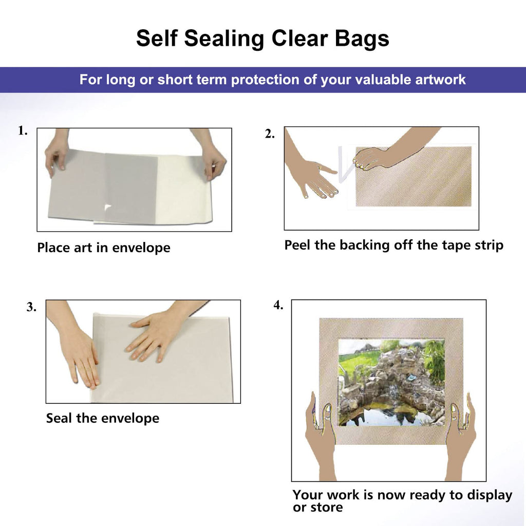 25 Pack Acid Free Crystal Sealed Clear Bags for 11x14 Art Prints, Photos