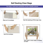 25 Pack Acid Free Crystal Sealed Clear Bags for 11x14 Art Prints, Photos