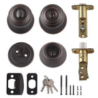 Amazon Basics Keyed Alike Exterior Knob with Key Lock and Deadbolt, Classic, Oil Rubbed Bronze, Set of 2