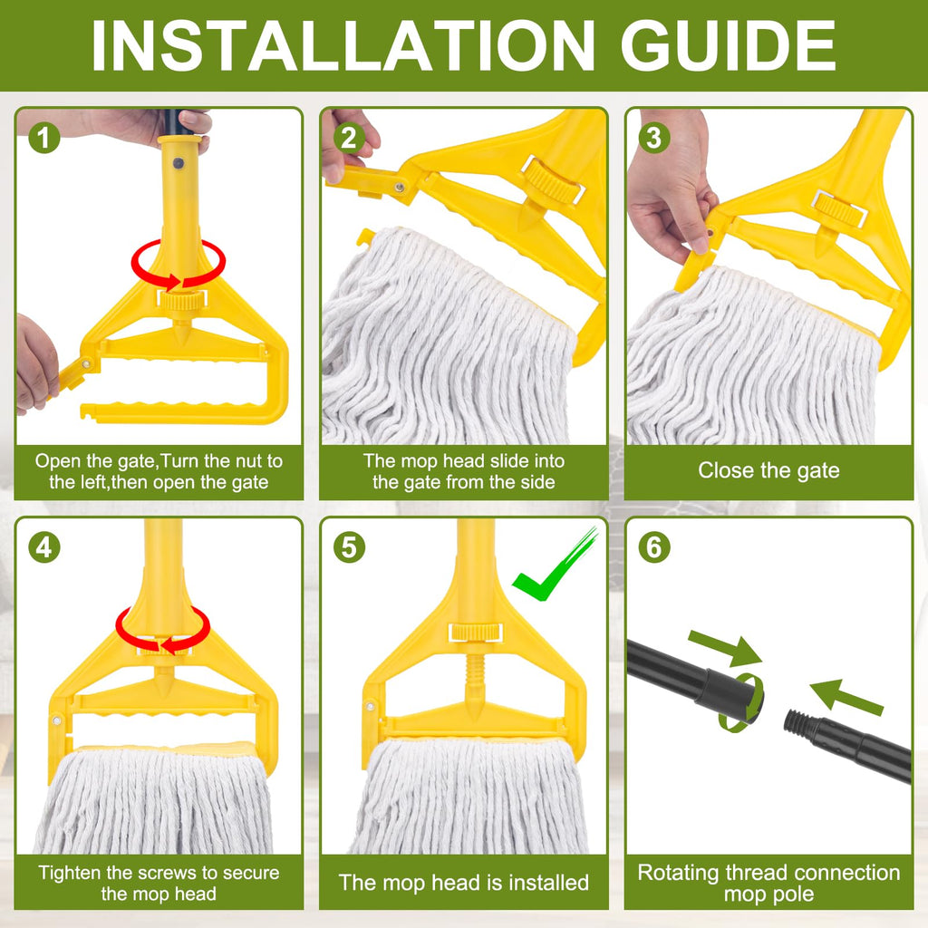 KeFanta 2 Pack Commercial Mop Heavy Duty,Industrial String Cotton Wet Mops