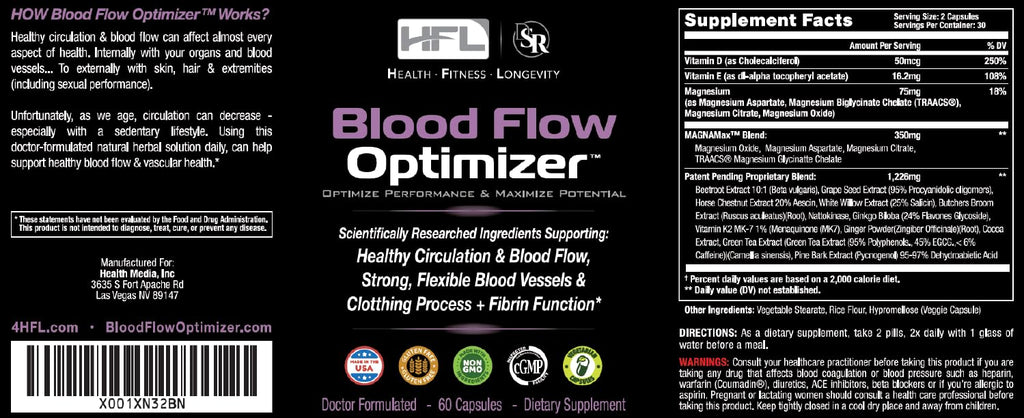 HFL Blood Flow Optimizer™ by Dr. Sam Robbins | Healthy Blood Flow Circulation, Arterial Strength & Vascular Function.