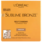 L'Oreal SUBLIME BRONZE Self-Tanning Towelettes For Body Medium Natural Tan 6 Each (Pack of 2)