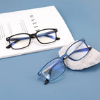 EASY READ 2 Pairs Sporty Style Reading Glasses for Men，Rectangular TR90 Blue Light Blocking Readers with Spring Hinge(Magnification 1.50,Black/Blue)