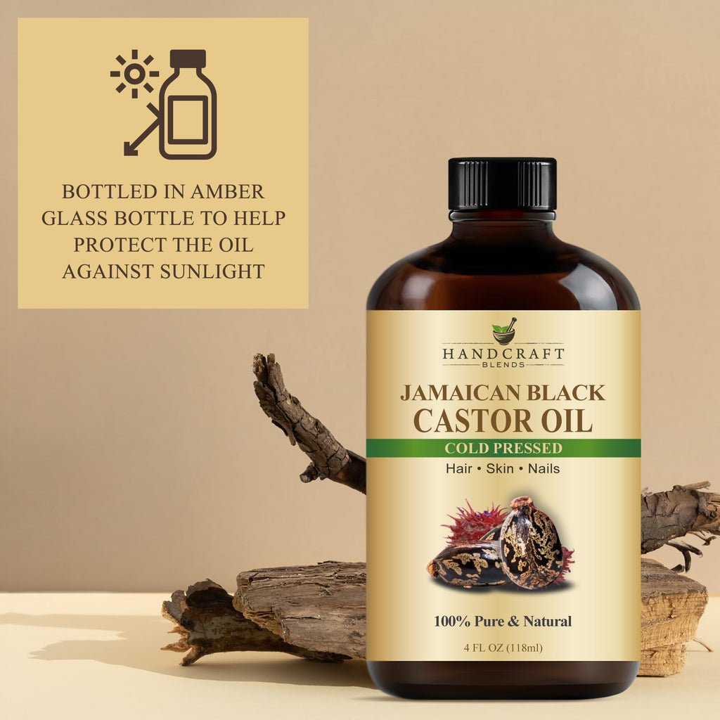 Handcraft Blends Jamaican Black Castor Oil - 12 Fl Oz - 100% Pure and Natural - Premium Grade Oil for Hair Growth, Eyelashes and Eyebrows - Carrier Oil - Hair and Body Oil