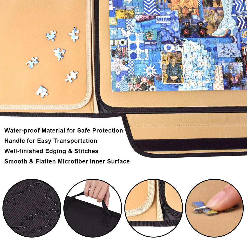 1500 Pieces Jigsaw Puzzle Board, Portable Puzzle Board, 25"×35.43" Jigsaw Puzzle Table Board, Puzzle Keeper Puzzle Caddy with Sorting Trays & Detachable Board,Non-Slip Surface