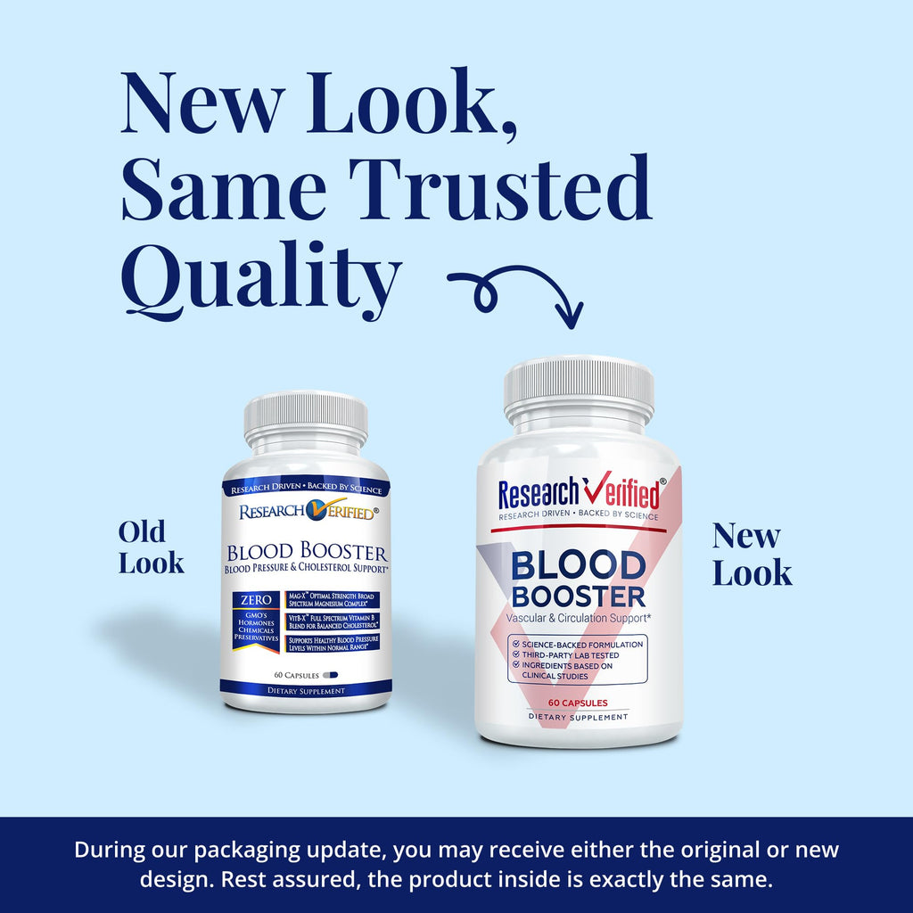 Research Verified Blood Booster - Blood Support - Hawthorn, Magnesium, Celery Seed Powder, BioPerine - 180 Capsules - 3 Month Supply
