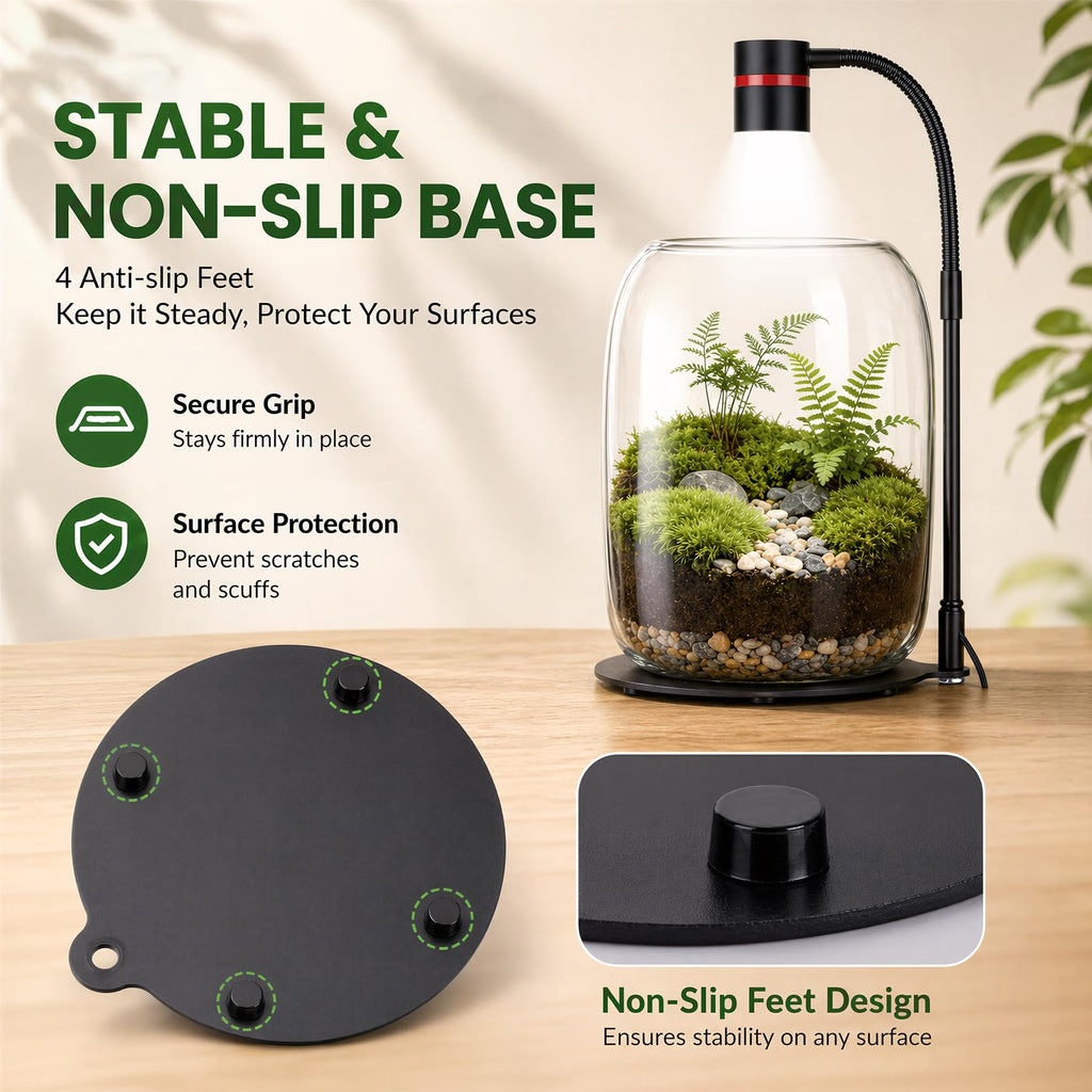 Yeeweek Glass Plant Terrarium with LED Grow Light for Home Office