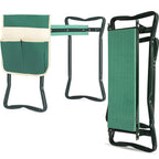 Heavy Duty Foldable Garden Kneeler and Seat with Tool Pouch, Green