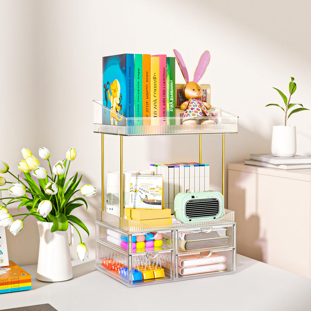 SNSLXH 4-Tier Clear Makeup Organizer Bathroom Storage