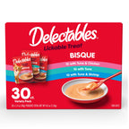 Delectables Lickable Treat Bisque Wet Cat Treat Variety Pack, Food Topper, Hydrating, Grain-Free, No Fillers, No By-Products, No Added Preservatives, 1.4oz Pouch, 30ct