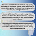 EZ POOLS Reinforced-Duty Pump Basket – 4X Stronger Mold Than OEM, Fits Hayward Super Pump (SPX1600M)
