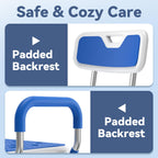FSA/HSA Eligible Shower Chair for Inside Shower with Reinforced Crossing Bar, Heavy Duty Shower Seat 500lbs with Padded Arms and Back, Height Adjustable Shower Chair for Elderly and Disabled