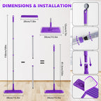 Microfiber Mops for Floor Cleaning - BPAWA Flat Floor Mop with 4 Reusable Washable Pads fit for Swiffer Powermop Kitchen Wet Dry Dust Mop for Hardwood Laminate Wood Tile Ceramic Vinyl Wall Floors