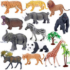 Safari Animals Figures with Activity Play Mat & Storage Box, Realistic Plastic Jumbo Playset, Jungle Wild Zoo Animals Toys for Kids Toddler 3-5, 22Pcs Birthday Gifts Christmas Stocking Stuffers