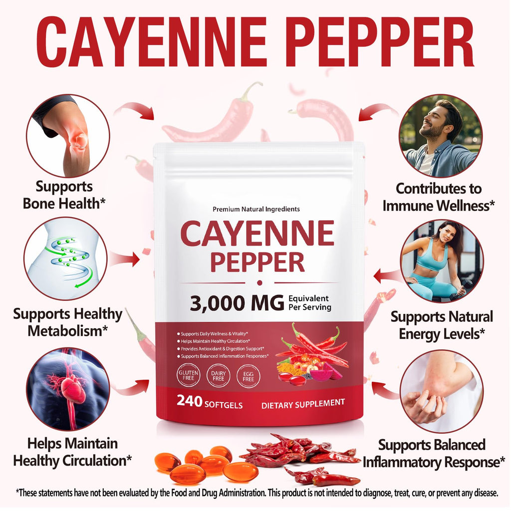 Premium Pepper Capsules with Turmeric Curcumin & Beet Root Extract 2pcs | Supports Cardiovascular Health, Blood Circulation | Potent Capsaicin Supplement, Easy-to-Swallow Softgels (480 Count)