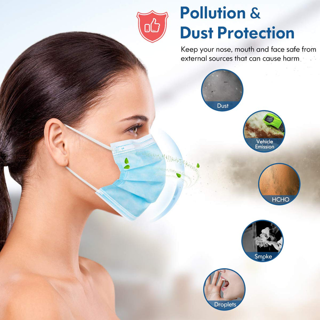 Disposable Face Mask Adult Multicolor Face Masks with Ear Loop 50 Pack