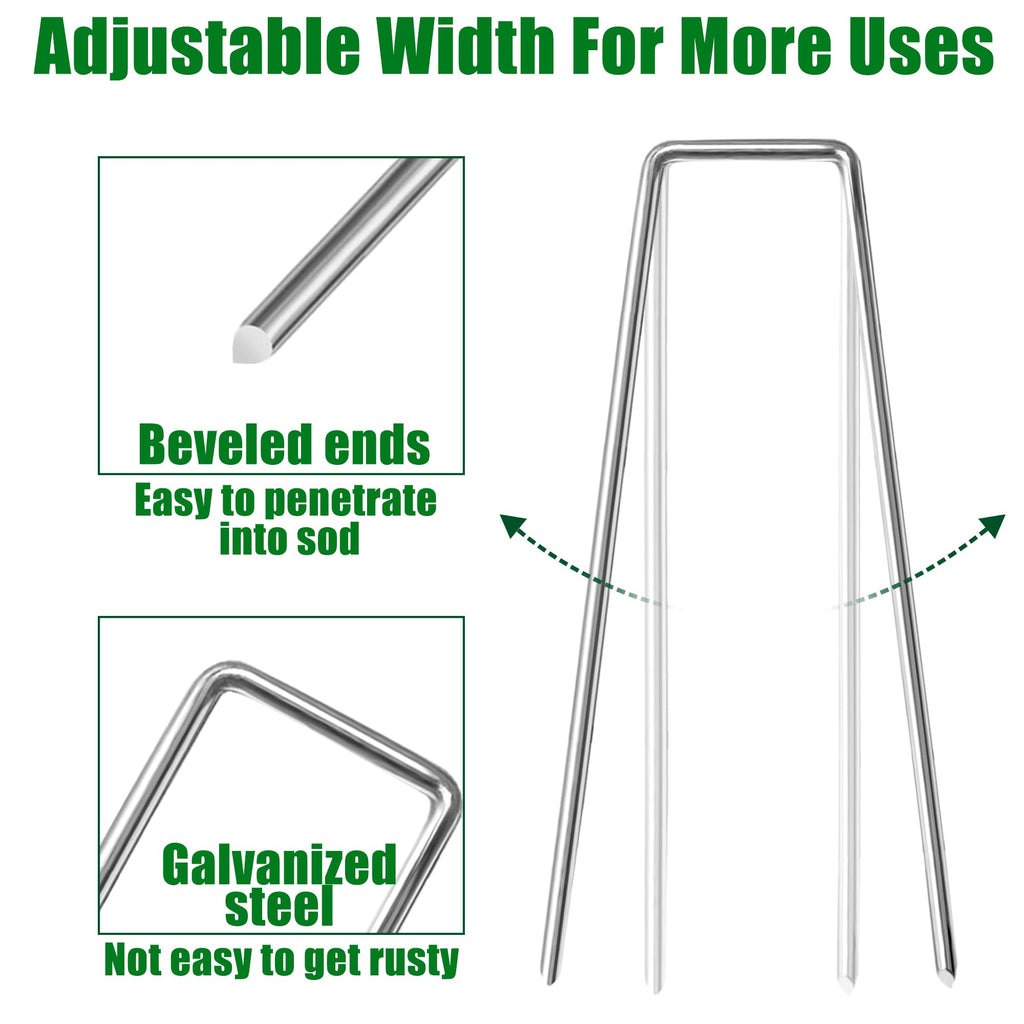 houya 500 PCS Landscape Staples 6 Inch Galvanized Garden Stakes Garden Staples Pins Anti-Rust Ground Stakes for Weed Barrier, Irrigation Hose, Yard Lawn SOD, Landscape Fabric, Decor 6"L x1.2"W 500pcs