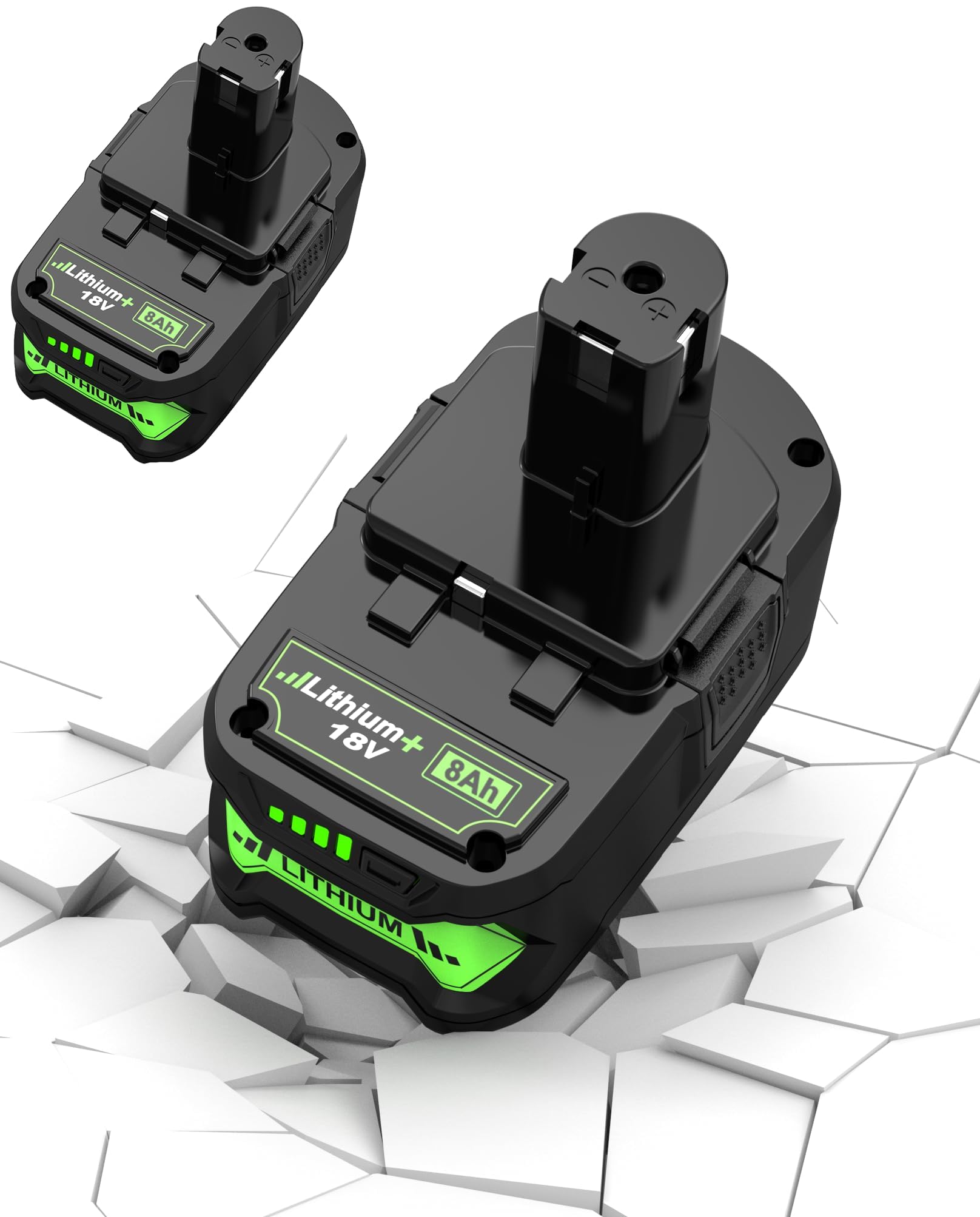 BAVRUY 2 Pack Upgrade 8000mAh for Ryobi 18V Battery Lithium ion Compatible P102 P103 P104 P105 P107 P109 P122 PBP002 PBP003 PBP004 PBP005 RB18L50(8AH*2)