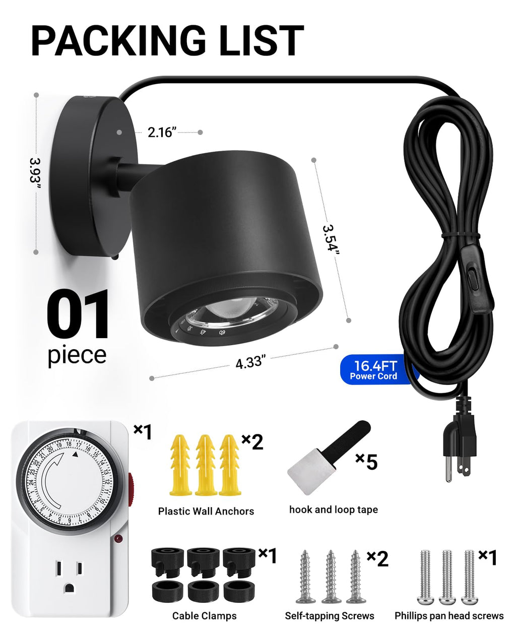 Barrina TR40A Track Plant Lights, 40W Ceiling Grow Lights, 5000K, Black