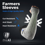 OriStout Cut Resistant Farmers Sleeves with Thumb Hole, Arm Protectors for Thin Skin and Bruising, for Gardening, Welding, Kitchen, Arm Guards for Biting, Pet Grooming, Grey, 1 Pair