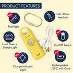 She’s Birdie 3.0 New Version – The Original Personal Safety Alarm for Women by Women–Loud Siren, Flash Light and Rechargeable Battery in a Variety of Colors (Lemon Yellow)