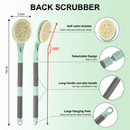 Back Scrubber Anti Slip for Shower, 21.7” Detachable Back Bath Brush for Shower, Back Scrubber, Exfoliation and Improved Skin Health for Elderly with Limited Arm Movement, Disabled (21.7” Cyan)