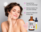 Kate Blanc Cosmetics Rosehip Oil for Face with Pink Gua Sha Stone (1oz, Organic, Pure, Cold Pressed) Rosehip Seed Face Oil for Gua Sha Massage