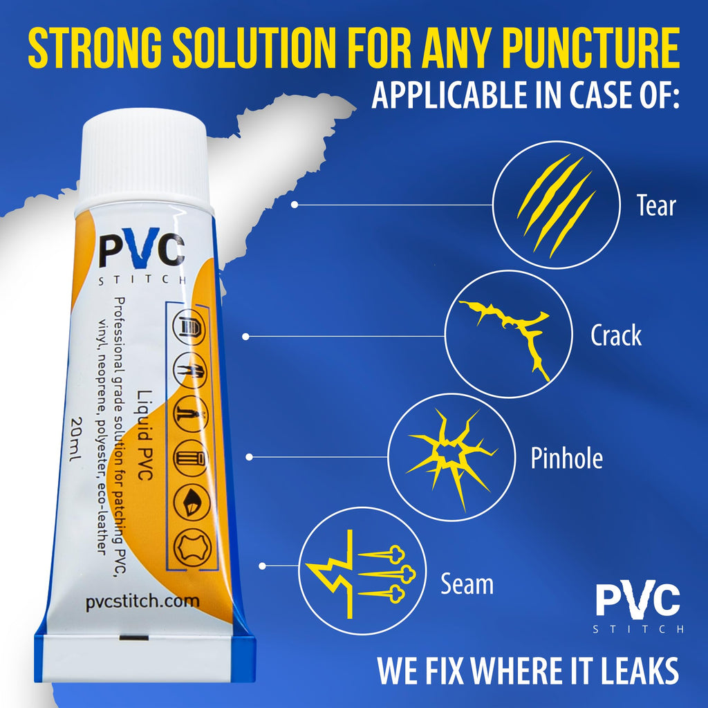 PVC Stitch Heavy Duty Repair Kit for Air Mattresses, Waterbeds, Hot Tubs, Above-Ground Pools, Bouncy Houses, Air Mats, PVC Pipes & Hoses, Punching Bags, and Much More (+ Reinforcing Mesh Cord)