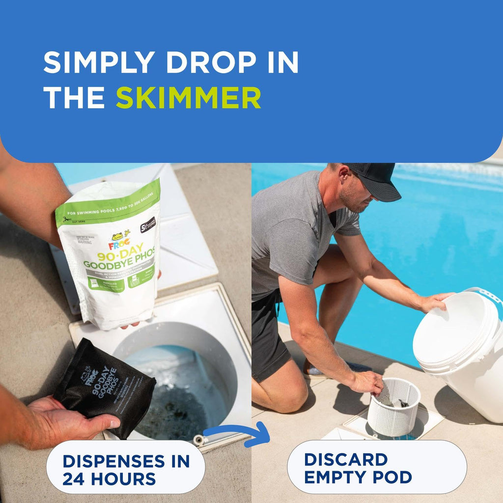 FROG 90-Day Goodbye Phos - Dry Formula Phosphate Remover for Pools up to 30,000 Gallons - Pool Maintenance & Treatment - No More Phos - 3 Pods