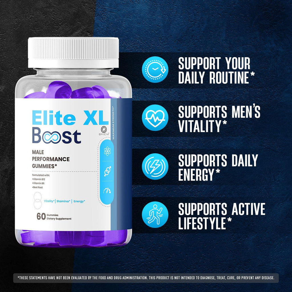 Elite XL Boost Gummies - Official EliteXL Boost Advanced Premium Formula Support Maximum Strenght, All Natural Ingredients Vitamins for Overall Health & Wellness, 60 Gummies for 1 Month