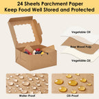 Moretoes 24pcs Cookie Boxes with Window, 6x6x3 In Brown Bakery Boxes