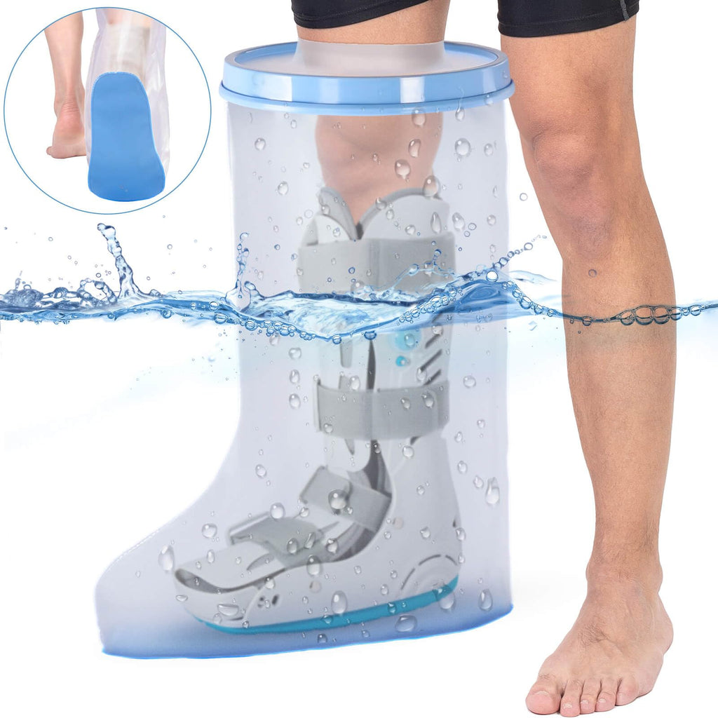 Fxdunjr Extra Wide Waterproof Leg Cast Cover for Shower with Non-Slip Bottom, Reusable Cast Protector for Walking Boot Surgery Bandage Wound, Shower Boot for Plus Size Adult [2026 Upgraded Reusable]
