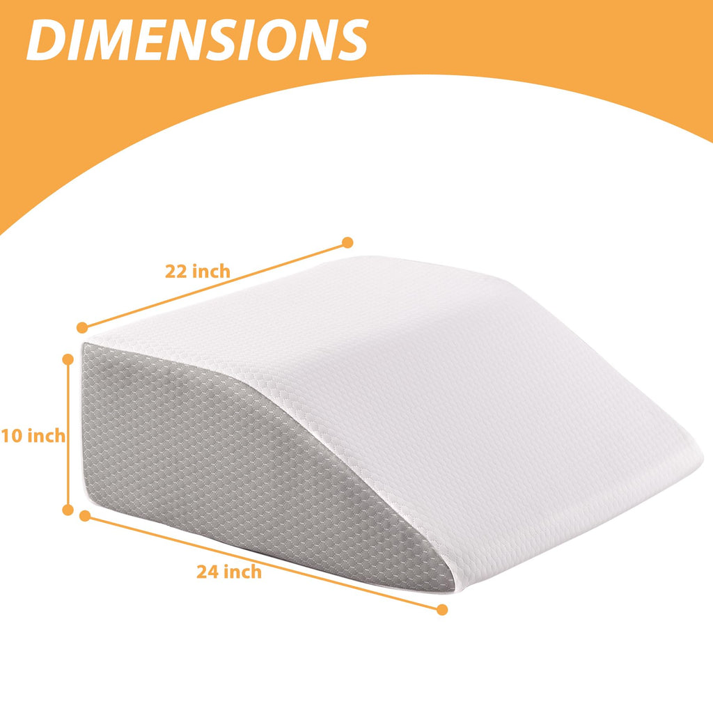 Bedluxe Leg Elevation Pillows, Leg Pillows for Sleeping, Cooling Gel Memory Foam Top, Wedge Pillow for Legs, Leg Wedges for Circulation, Swelling, After Surgery - Removable Cover (10 Inch, White/Grey)