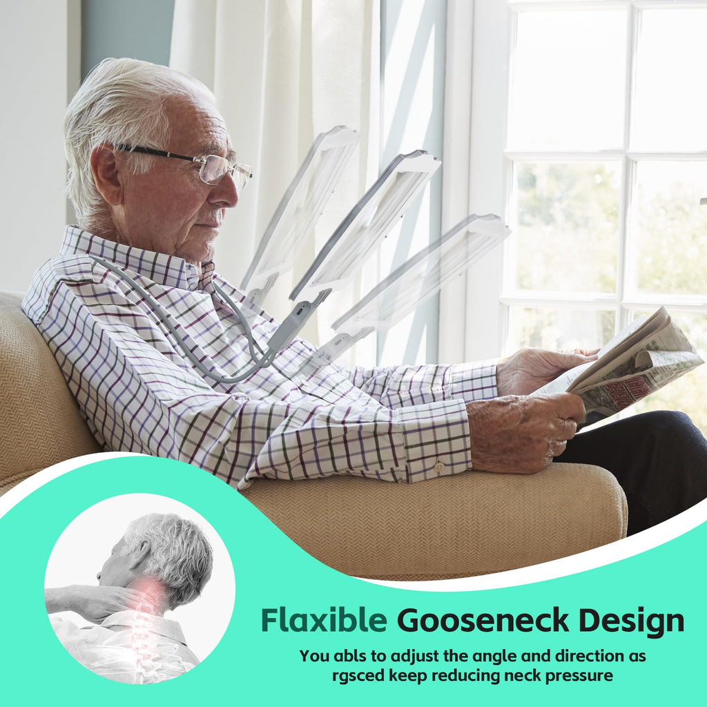 Large Hands Free Magnifying Glass with Light 50 Ultra-Bright LEDs Neck Magnifying Glass with Light Horizontal and Vertical Viewing with Flexible Gooseneck for Reading Sewing Repair Seniors Beading