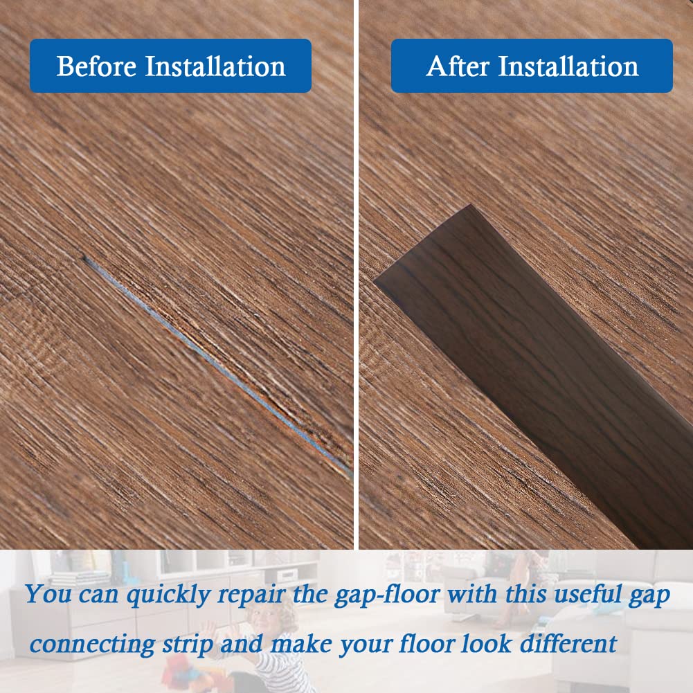 Floor Transition Strip Self Adhesive Floor Cover Strips Laminate 1.57" Wide Vinyl Flat Divider Transitions Elegant Wood Grain Design (4cm, 10Ft, Black Walnut)