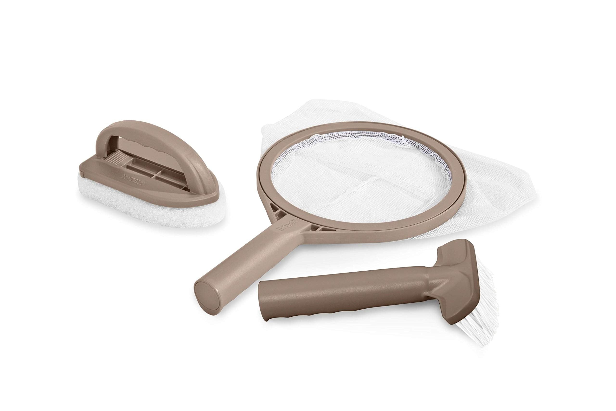 Intex PureSpa Hot Tub and Spa Maintenance Accessory Kit with Curved Brush, Mesh Net Skimmer, and Scrubber for Inflatable PureSpa Home Hot Tubs