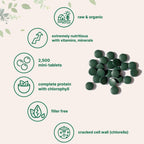Micro Ingredients Organic Spirulina Chlorella Mini Tablets, 2,500 Tablets (8 Month Supply) | 50/50 Blend Superfood | Cracked Cell Wall for Better Absorption | Rich in Vegan Protein & Chlorophyll