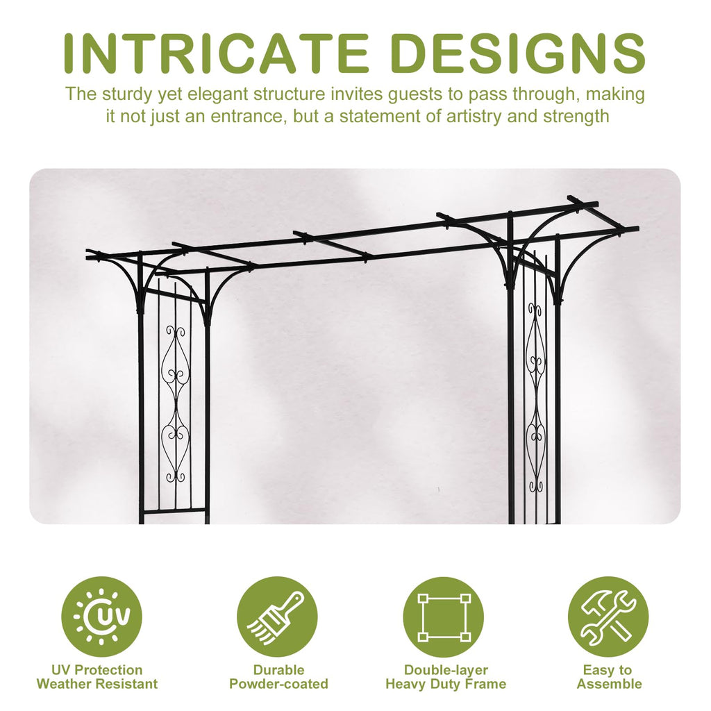 Outvita 7FT Black Metal Garden Arch Arbor Trellis